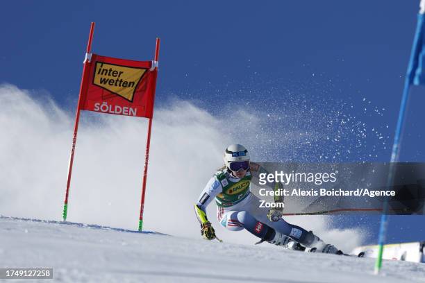 Ragnhild Mowinckel of Team Norway in action during the Audi FIS Alpine Ski World Cup Women's Giant Slalom on October 28, 2023 in Soelden, Austria.