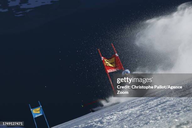 Mikaela Shiffrin of Team United States in action during the Audi FIS Alpine Ski World Cup Women's Giant Slalom on October 28, 2023 in Soelden,...