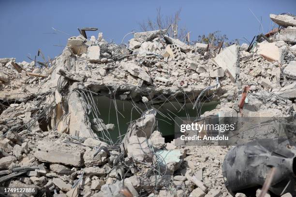 View of the debris of the house of Palestinian prisoner Bacis Nahle, demolished by Israeli forces on Jalazone refugee camp in Ramallah, West Bank on...