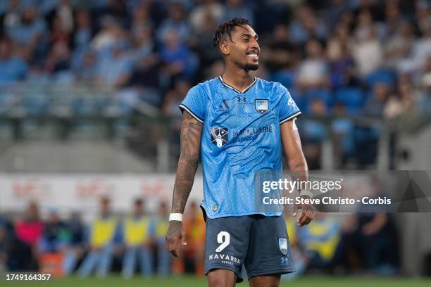 Fabio Gomes of Sydney FC reacts in play during the A-League Men round one match between Sydney FC and Melbourne Victory at Allianz Stadium, on...