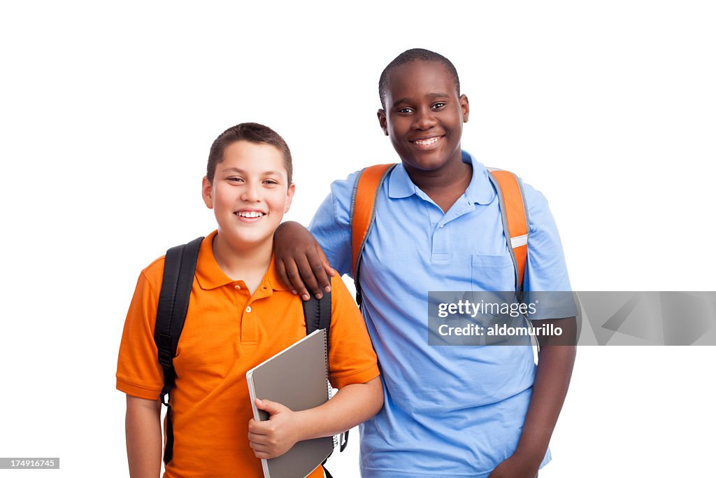 Cheerful schoolboys