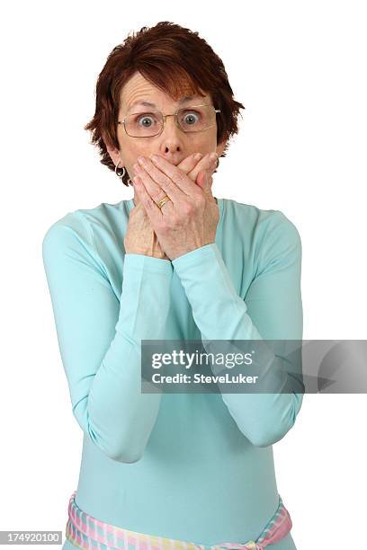 getting a shock - old ugly woman stockfoto's en -beelden