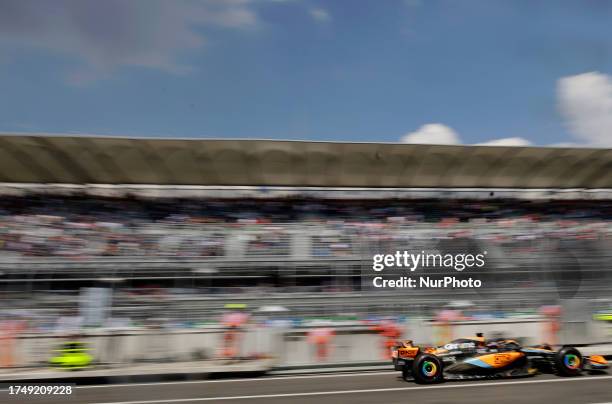 Lando Norris, driver of the McLaren team, during first practice of the Mexico City Grand Prix at the Autodromo Hnos. Rodriguez.