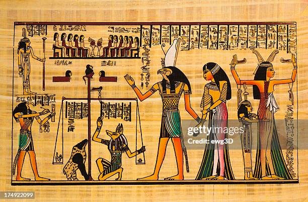 egyptian ancient papyrus - painting art product stock illustrations