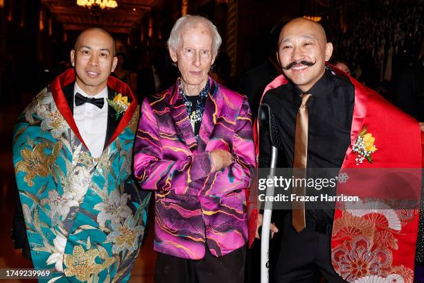 Virman Coquia of Far East Movement, Robby Krieger of the Doors, and James Roh of Far East Movement attend the Asian Hall of Fame 2023 induction...