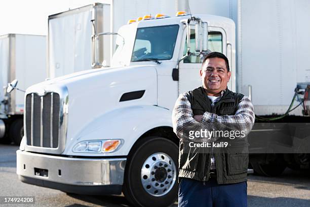 hispanic truck driver - semi truck stock pictures, royalty-free photos & images