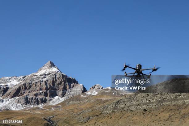 Drone used for geologic and climate studies in Izas Valley, Pyrenees, Aragon, Spain.