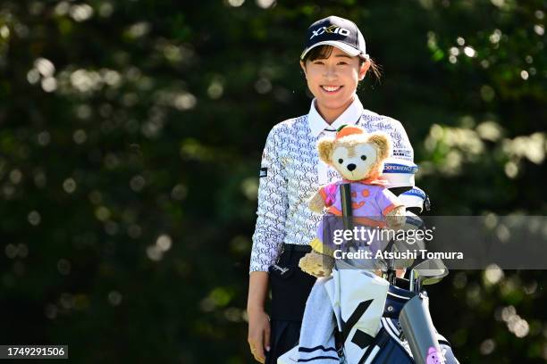 Nana Suganuma of Japan is seen on the 6th tee during the final round of NOBUTA Group Masters GC Ladies at Masters Golf Club on October 22, 2023 in...