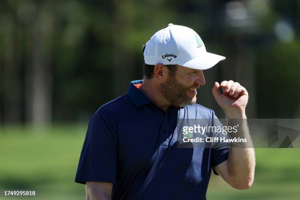 Branden Grace of Stinger GC walks during Day Two of the LIV Golf Invitational - Miami at Trump National Doral Miami on October 21, 2023 in Doral,...