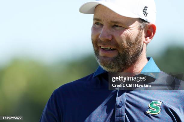 Branden Grace of Stinger GC walks during Day Two of the LIV Golf Invitational - Miami at Trump National Doral Miami on October 21, 2023 in Doral,...