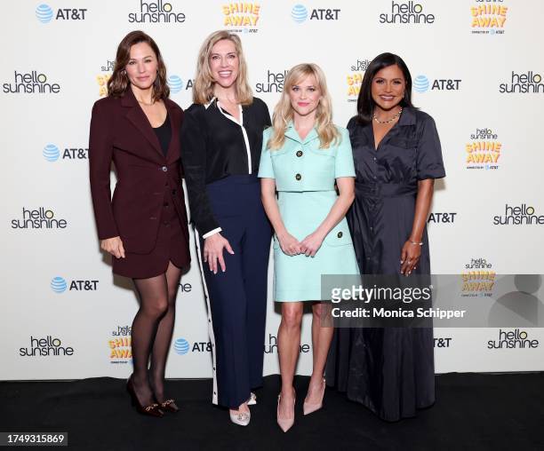 Jennifer Garner, Kellyn Smith Kenny, CMO at AT&T, Reese Witherspoon and Mindy Kaling attend Hello Sunshine's Shine Away, Connected by AT&T, at...