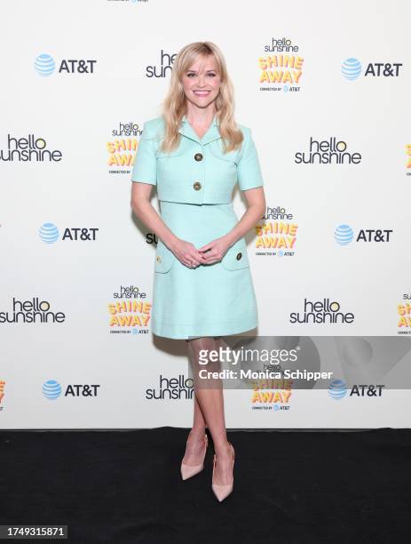 Reese Witherspoon attends Hello Sunshine's Shine Away, Connected by AT&T, at Rolling Greens on October 21, 2023 in Los Angeles, California.
