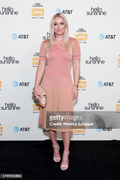 Lindsey Vonn attends Hello Sunshine's Shine Away, Connected by AT&T, at Rolling Greens on October 21, 2023 in Los Angeles, California.