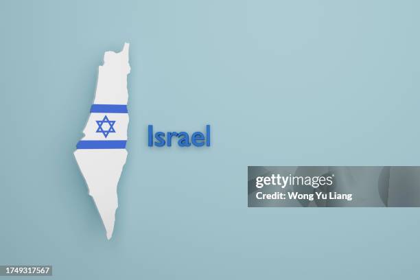 israel map and flag , 3d render - geology icon stock pictures, royalty-free photos & images