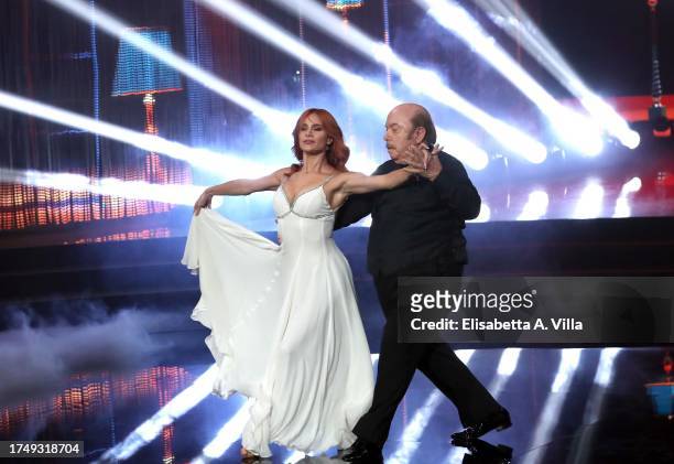 Lino Banfi and his dance partner Alessandra Tripoli perform on the Italian TV show 'Ballando Con Le Stelle' at Rai Auditorium del Foro Italico on...