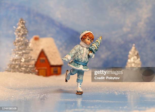 winter holiday - ice skating christmas stock illustrations