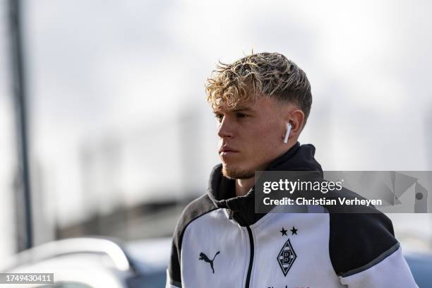 Robin Hack of Borussia Moenchengladbach is seen arriving at the Borussia-Park ahead of the Bundesliga match between Borussia Moenchengladbach and 1....