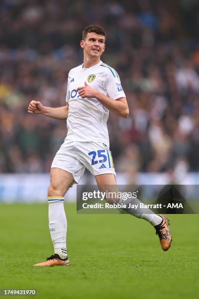 Sam Byram of Leeds United during the Sky Bet Championship match between Leeds United and Huddersfield Town at Elland Road on October 28, 2023 in...