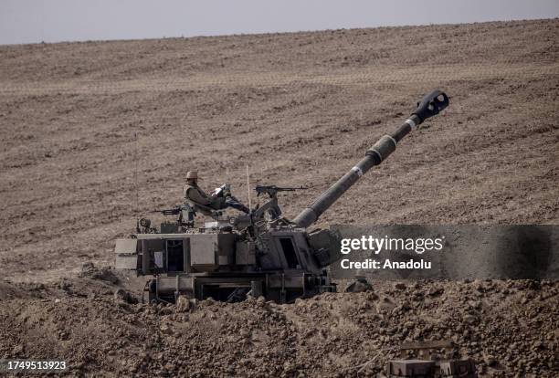 Israeli forces on the border with Gaza shell many parts of Gaza with artillery shells in Sderot, Israel on October 28, 2023.