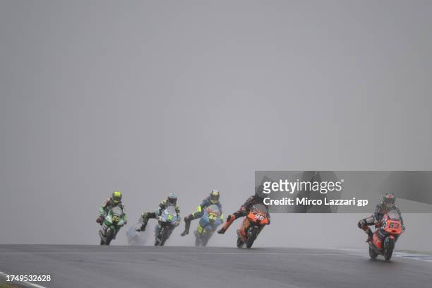 Syarifuddin Azman of Malaysia and MT Helmets MSI leads the field during the Moto3 race during the 2023 MotoGP of Australia race at Phillip Island...