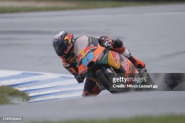 Jose Antonio Rueda of Spain and Red Bull KTM Ajo rounds the bend during the Moto3 race during the 2023 MotoGP of Australia race at Phillip Island...