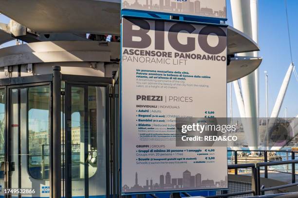 Embriaco Bridge of the Old Port, BIGO Panoramic Lift, Genoa, Liguria, Italy, Europe.