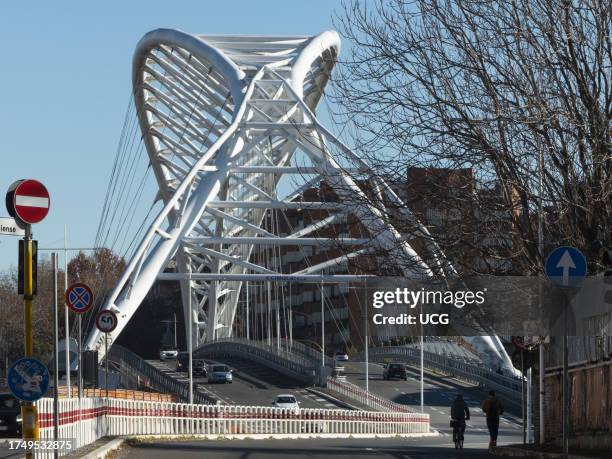 Large arched bridge in Rome dedicated to the memory of Settimia Spizzichino, the only survivor among the women in the 16 October 1943 round-up of the...