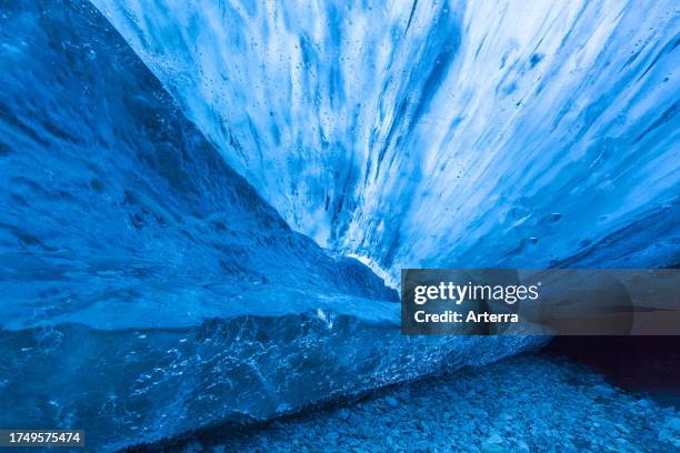 The Crystal, natural ice cave in the Breiðamerkurjökull. Breidamerkurjokull Glacier in Vatnajökull National Park, Iceland.