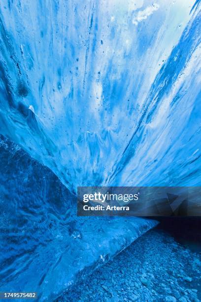 The Crystal, natural ice cave in the Breiðamerkurjökull. Breidamerkurjokull Glacier in Vatnajökull National Park, Iceland.