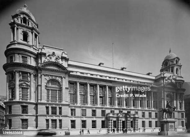 The Old War Office building after the exterior had been cleaned, and the equestrian statue of George, Duke of Cambridge, by British sculptor Adrian...