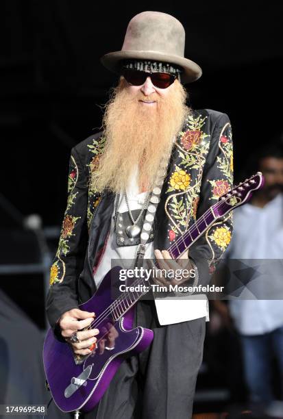 Billy Gibbons of ZZ Top performs at Shoreline Amphitheatre on July 28, 2013 in Mountain View, California.