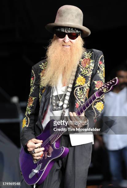 Billy Gibbons of ZZ Top performs at Shoreline Amphitheatre on July 28, 2013 in Mountain View, California.
