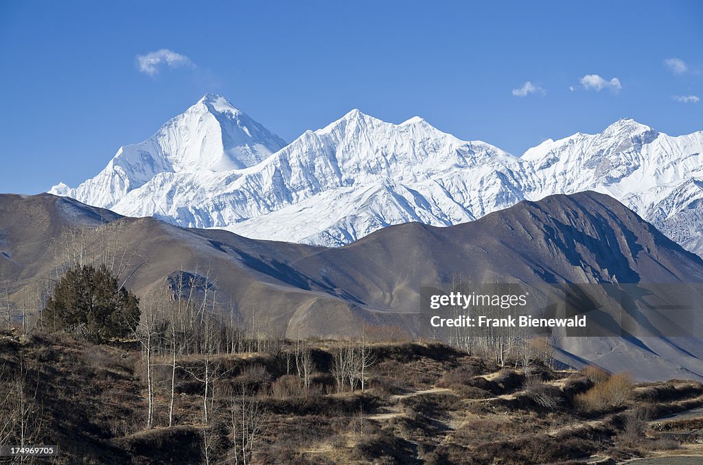 Dhaulagiri Mountain, 8167 m, terrace fields in the...