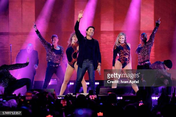Chayanne performs during the 2023 iHeartRadio Fiesta Latina Show at Kaseya Center on October 21, 2023 in Miami, Florida.