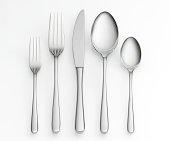 Cutlery set, including knife, forks and spoons