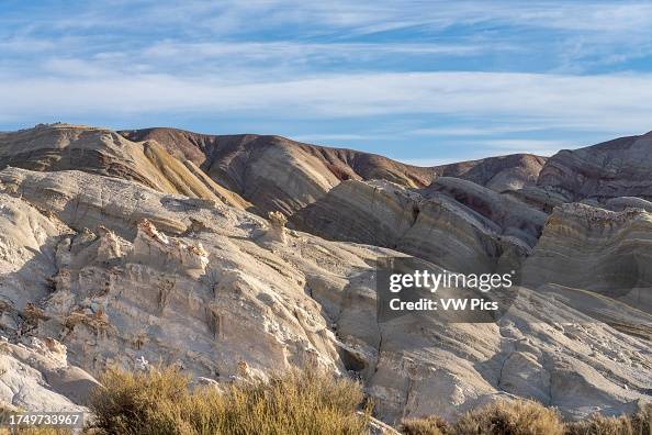 Colorful geologic formations at the Hill of Seven Colors near Calingasta, San Juan Province, Argentina