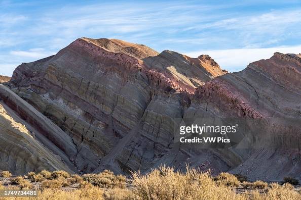 Colorful geologic formations at the Hill of Seven Colors near Calingasta, San Juan Province, Argentina