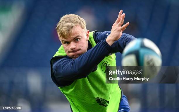 Dublin , Ireland - 28 October 2023; Ben Murphy of Leinster warms up before the United Rugby Championship match between Leinster and Hollywoodbets...