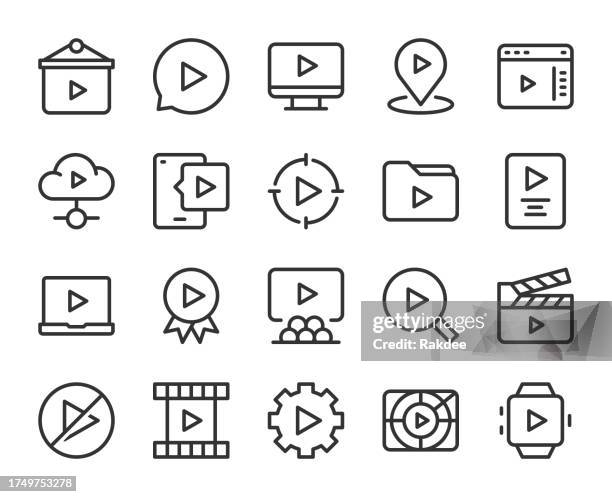 play - line icons - animation stock illustrations