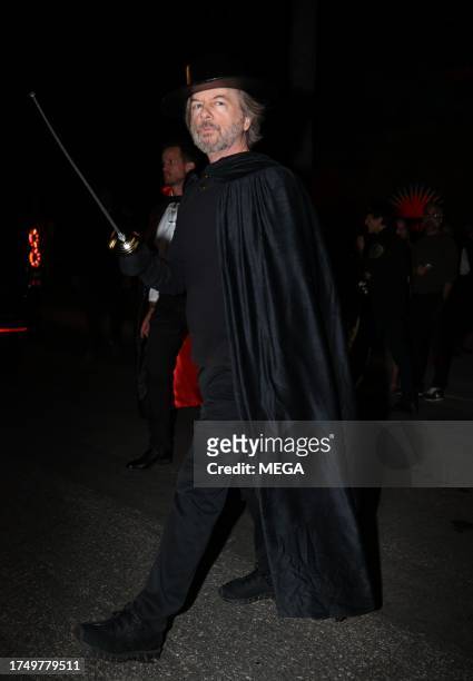 David Spade is seen arriving to Casa Amigos Halloween party on October 27, 2023 in Beverly Hills, California.