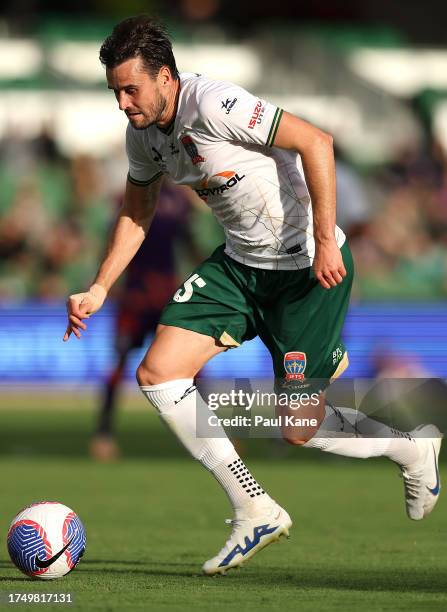 Carl Jenkinson of the Jets in action during the A-League Men round one match between Perth Glory and Newcastle Jets at HBF Park, on October 22 in...