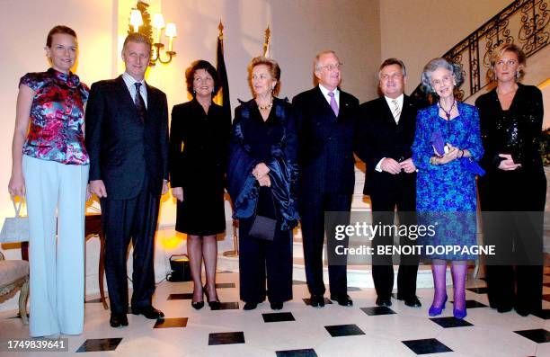 Princess Mathilde and Prince Philippe of Belgium, Polish President's wife Jolanta Kwasniewska, Queen Paola and King Albert II of Belgium, Polish...