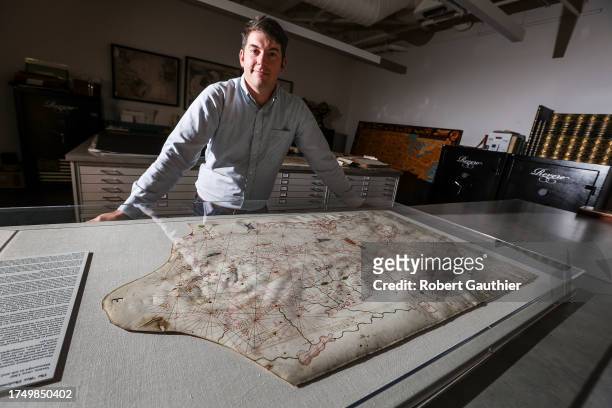 LaJolla, CA, Tuesday, July 25, 2023 - Alex Clauson, pictured, and Barry Ruderman, who buy and sell antique maps in La Jolla, found a rare mapa 14th...