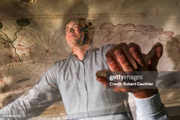 LaJolla, CA, Tuesday, July 25, 2023 - Alex Clauson, pictured, and Barry Ruderman, who buy and sell antique maps in La Jolla, found a rare mapa 14th...