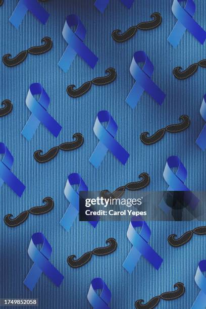 prostate cancer awareness. blue ribbon with mustache - world cancer day stock pictures, royalty-free photos & images