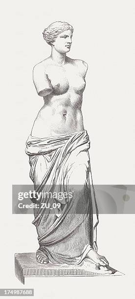 stockillustraties, clipart, cartoons en iconen met full size drawing or sketch of the venus de milo statue - aphrodite