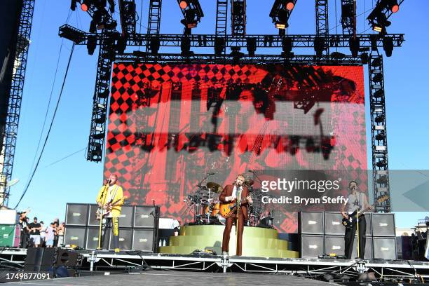 Michael Clifford, Ashton Irwin, Luke Hemmings and Callum Hood of 5 Seconds of Summer perform during the 2023 When We Were Young Festival at the Las...