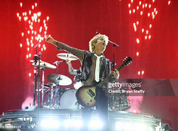 Billie Joe Armstrong of Green Day performs during the 2023 When We Were Young festival at the Las Vegas Festival Grounds on October 21, 2023 in Las...