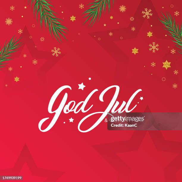 swedish lettering. merry christmas. lettering. calligraphy vector illustration. god jul. victor stock illustration - god stock illustrations