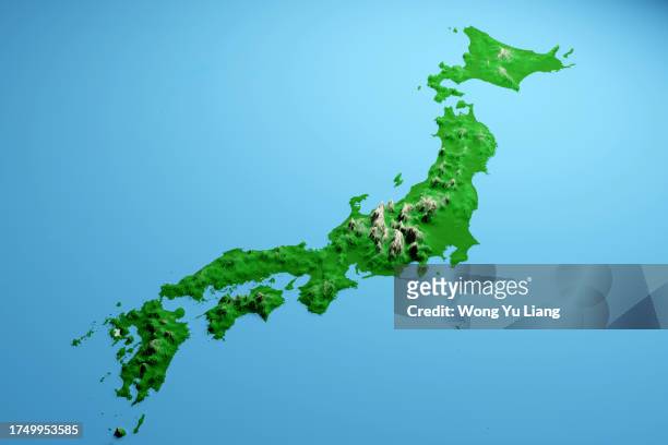 japan map, 3d render - 日本地図 ストックフォトと画像